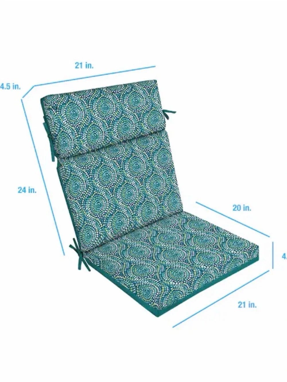 Teal Medallion High-Back Patio Chair Cushion
